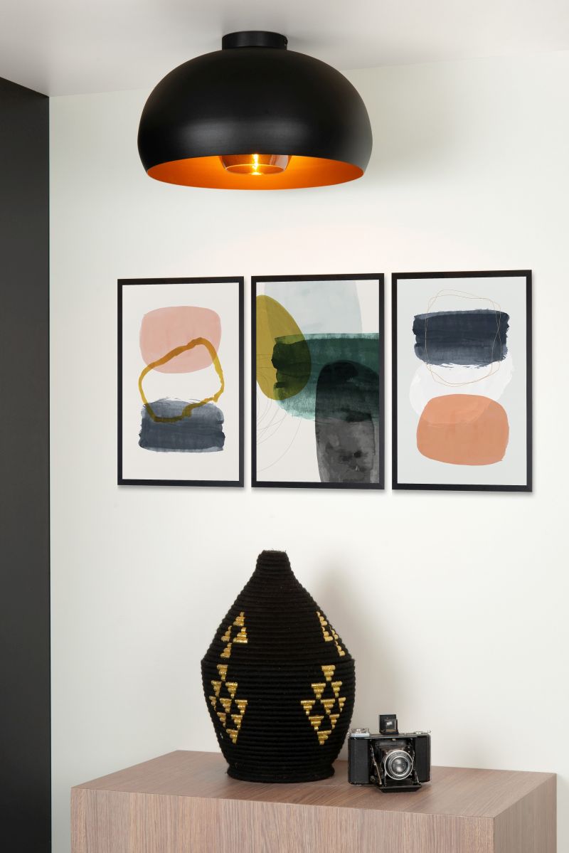 Lucide SHARAN - Zapustené stropné svietidlo - Ø 38 cm - 1xE27 - Čierne